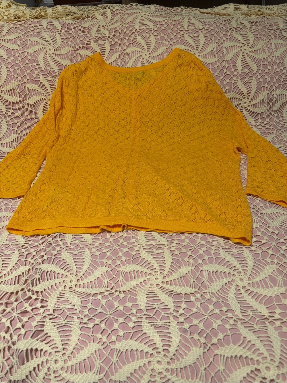 Jones New York Bright Yellow Pointelle Button-Down Top - Picture 2 of 4